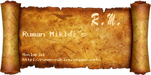 Ruman Miklós névjegykártya